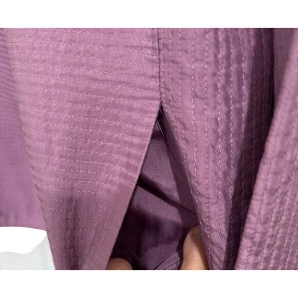 Eileen Fisher Jacket Silk Channel Crinkle Open Front Long Sleeve Purple - Picture 3 of 9